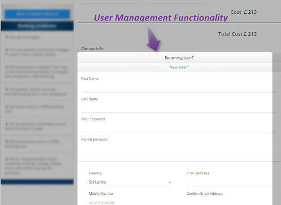 User management functionality